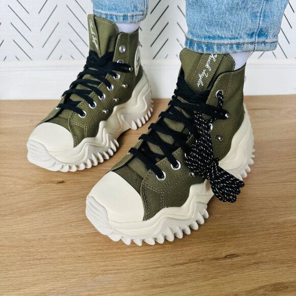 Converse Women Shoes Run Star Motion Hi Sz 7 Olive Green Chunky Sneakers A04171C - Picture 9 of 15